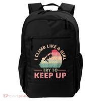 I Climb Like A Girl Rock Climbing Sunset Retro Backpack thumb 0