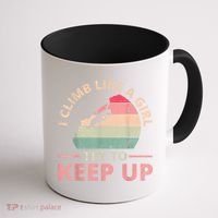 I Climb Like A Girl Rock Climbing Sunset Retro Coffee Mug thumb 1