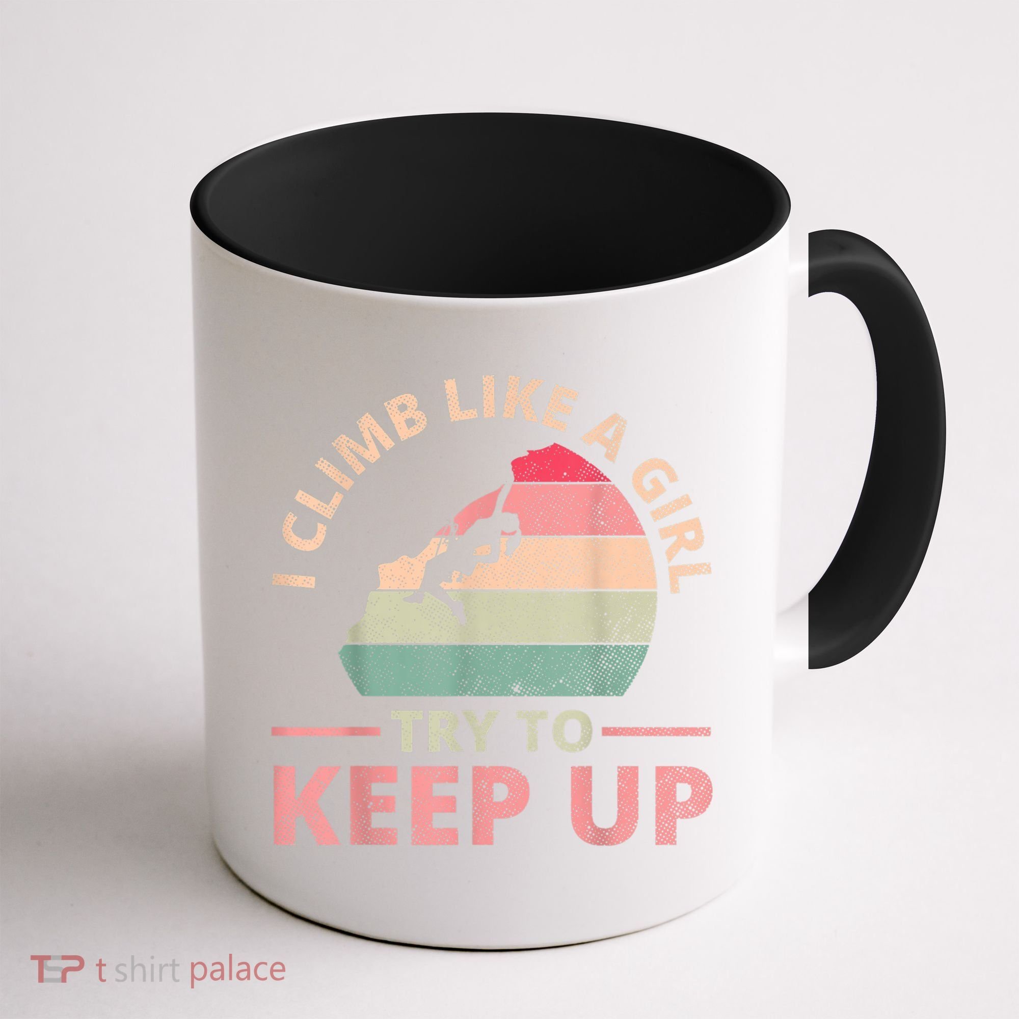 I Climb Like A Girl Rock Climbing Sunset Retro Coffee Mug