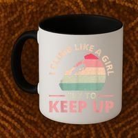 I Climb Like A Girl Rock Climbing Sunset Retro Coffee Mug thumb 2