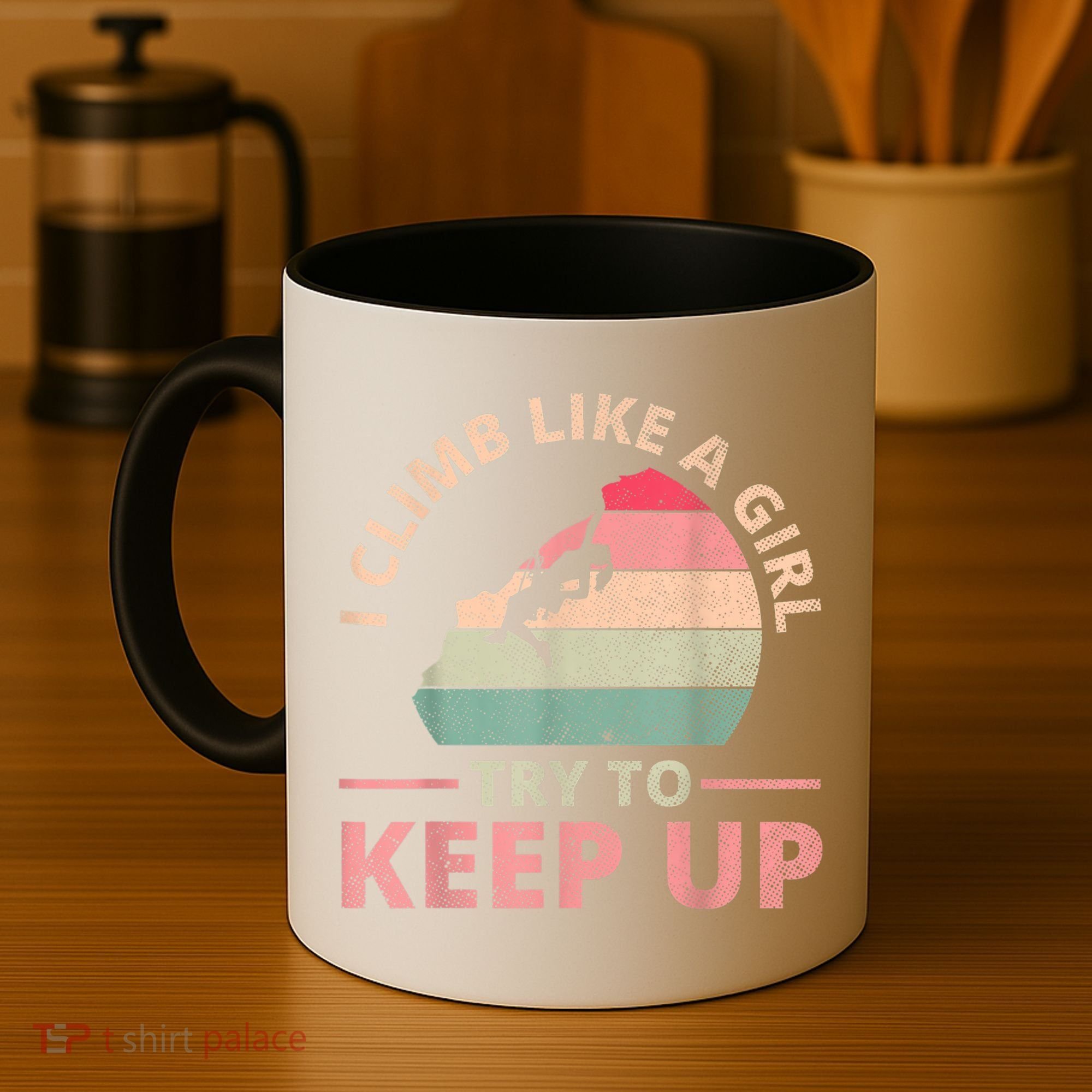 I Climb Like A Girl Rock Climbing Sunset Retro Coffee Mug