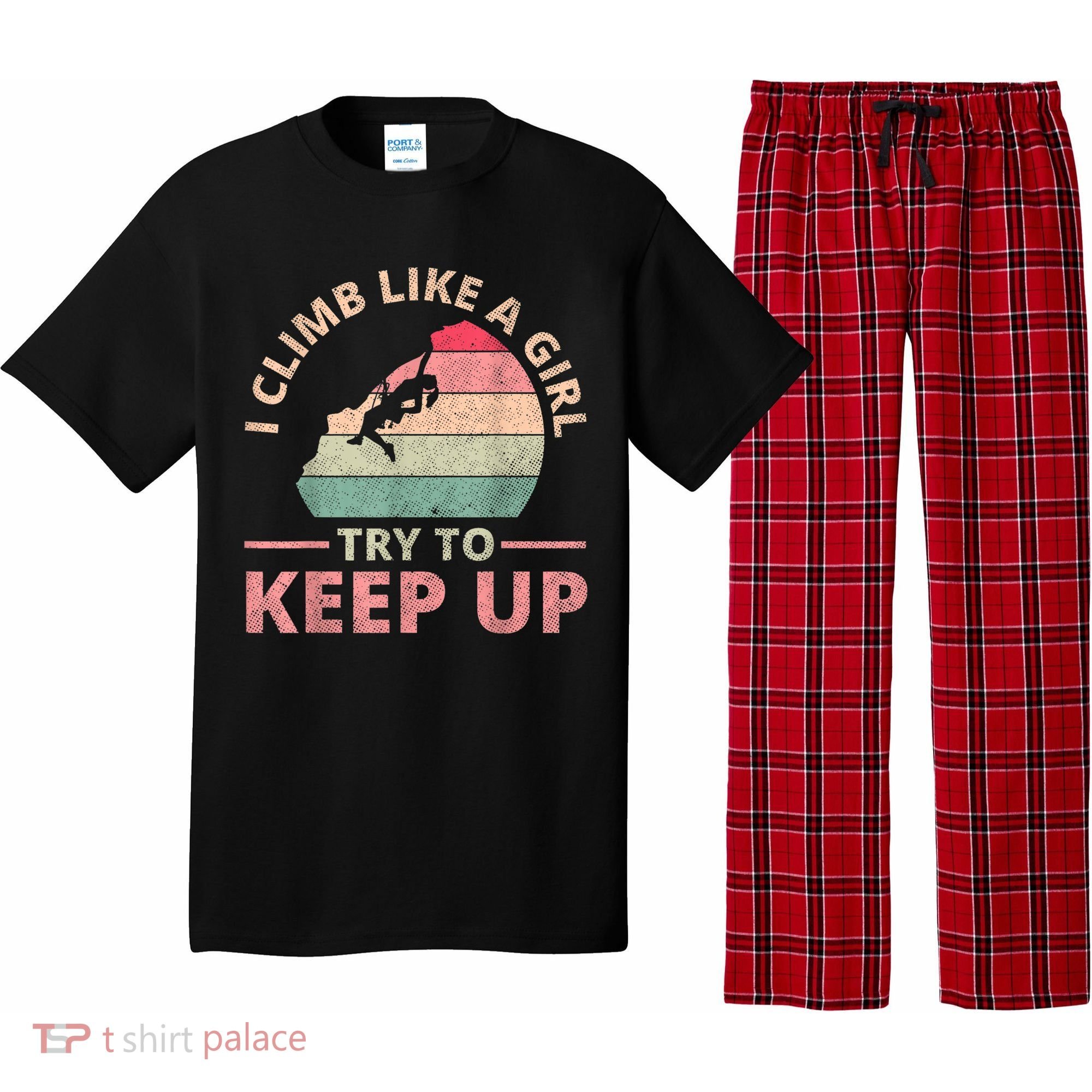 I Climb Like A Girl Rock Climbing Sunset Retro Pajama Set