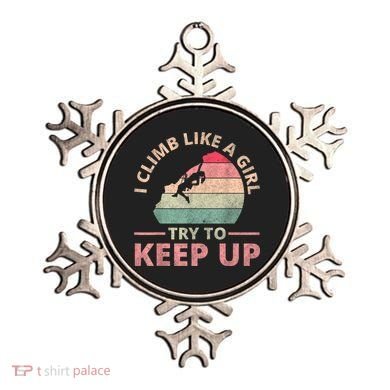 I Climb Like A Girl Rock Climbing Sunset Retro Ornament