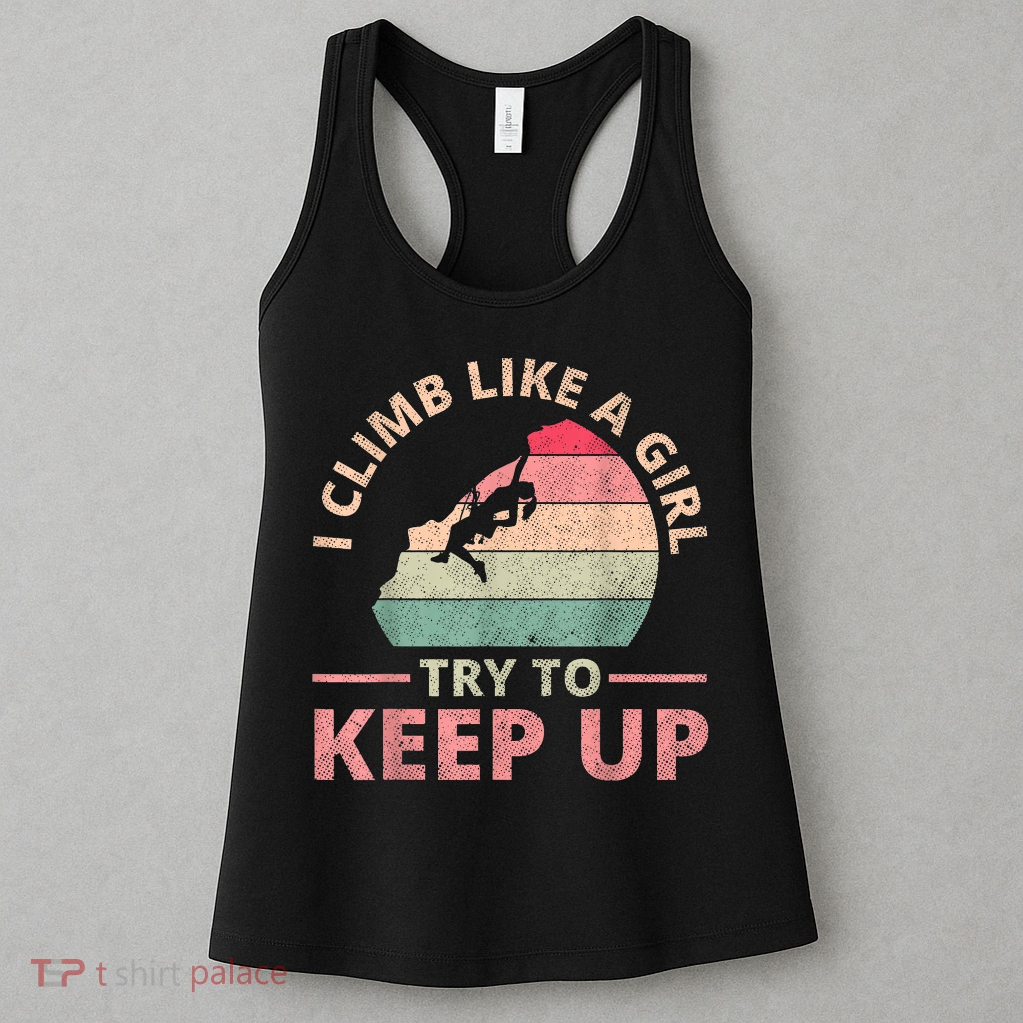 I Climb Like A Girl Rock Climbing Sunset Retro Women's Tank Top
