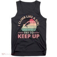 I Climb Like A Girl Rock Climbing Sunset Retro Tank Top thumb 0