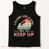 I Climb Like A Girl Rock Climbing Sunset Retro Tank Top thumb 2