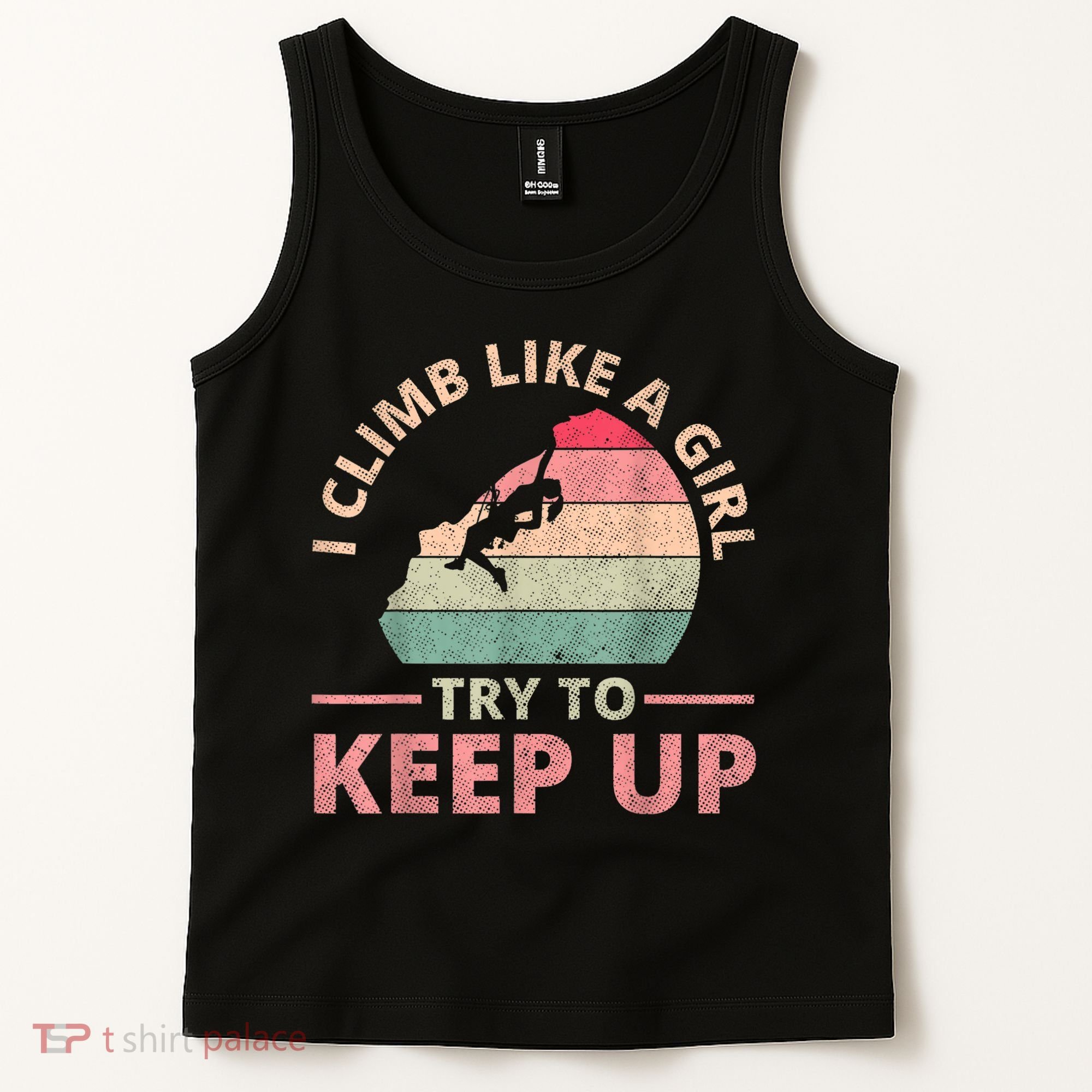 I Climb Like A Girl Rock Climbing Sunset Retro Tank Top