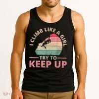 I Climb Like A Girl Rock Climbing Sunset Retro Tank Top thumb 3