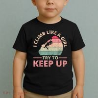 I Climb Like A Girl Rock Climbing Sunset Retro Toddler T-Shirt thumb 2