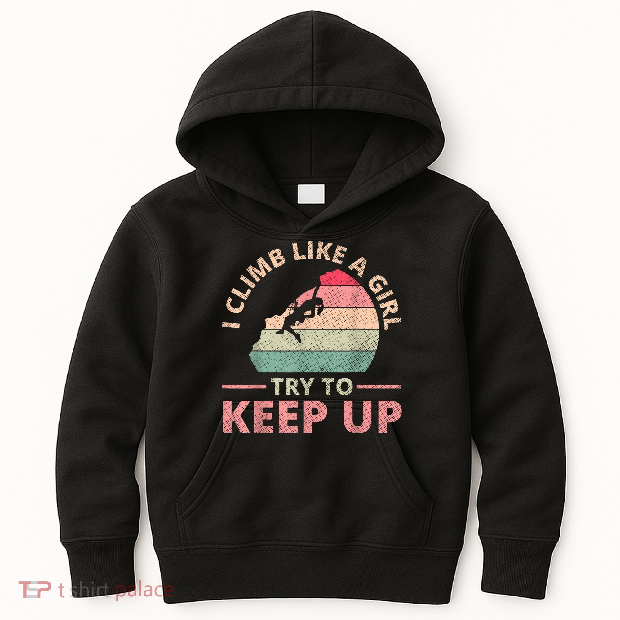 I Climb Like A Girl Rock Climbing Sunset Retro Kids Hoodie