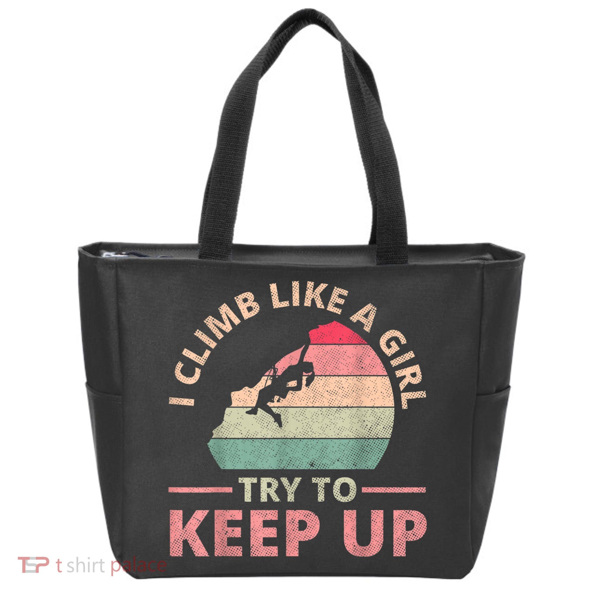 I Climb Like A Girl Rock Climbing Sunset Retro Tote Bag