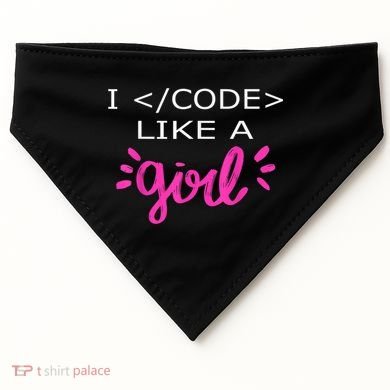 I Code Like A Girl Funny Binary Coding Computer Science USA-Made Doggie Bandana