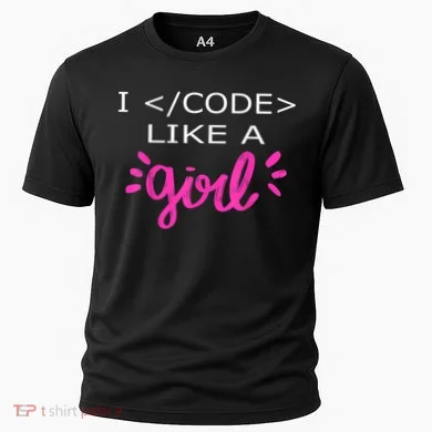 I Code Like A Girl Funny Binary Coding Computer Science Cooling Performance Crew T-Shirt