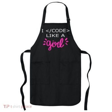 I Code Like A Girl Funny Binary Coding Computer Science Apron