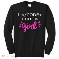 I Code Like A Girl Funny Binary Coding Computer Science Sweatshirt thumb 0