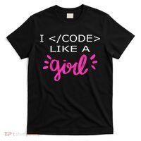 I Code Like A Girl Funny Binary Coding Computer Science T-Shirt thumb 0