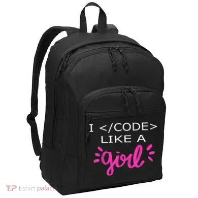 I Code Like A Girl Funny Binary Coding Computer Science Port Authority Basic Backpack