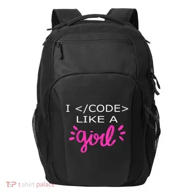 I Code Like A Girl Funny Binary Coding Computer Science Transport Backpack