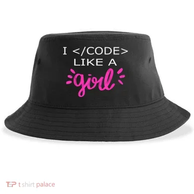 I Code Like A Girl Funny Binary Coding Computer Science Sustainable Bucket Hat