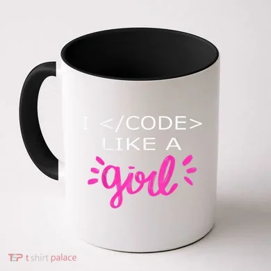 I Code Like A Girl Funny Binary Coding Computer Science Coffee Mug
