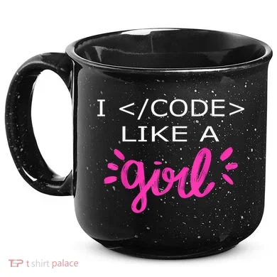 I Code Like A Girl Funny Binary Coding Computer Science 15oz Campfire Ceramic Mug