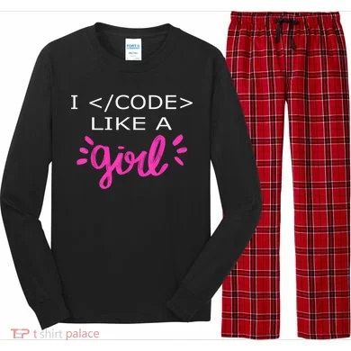 I Code Like A Girl Funny Binary Coding Computer Science Long Sleeve Pajama Set