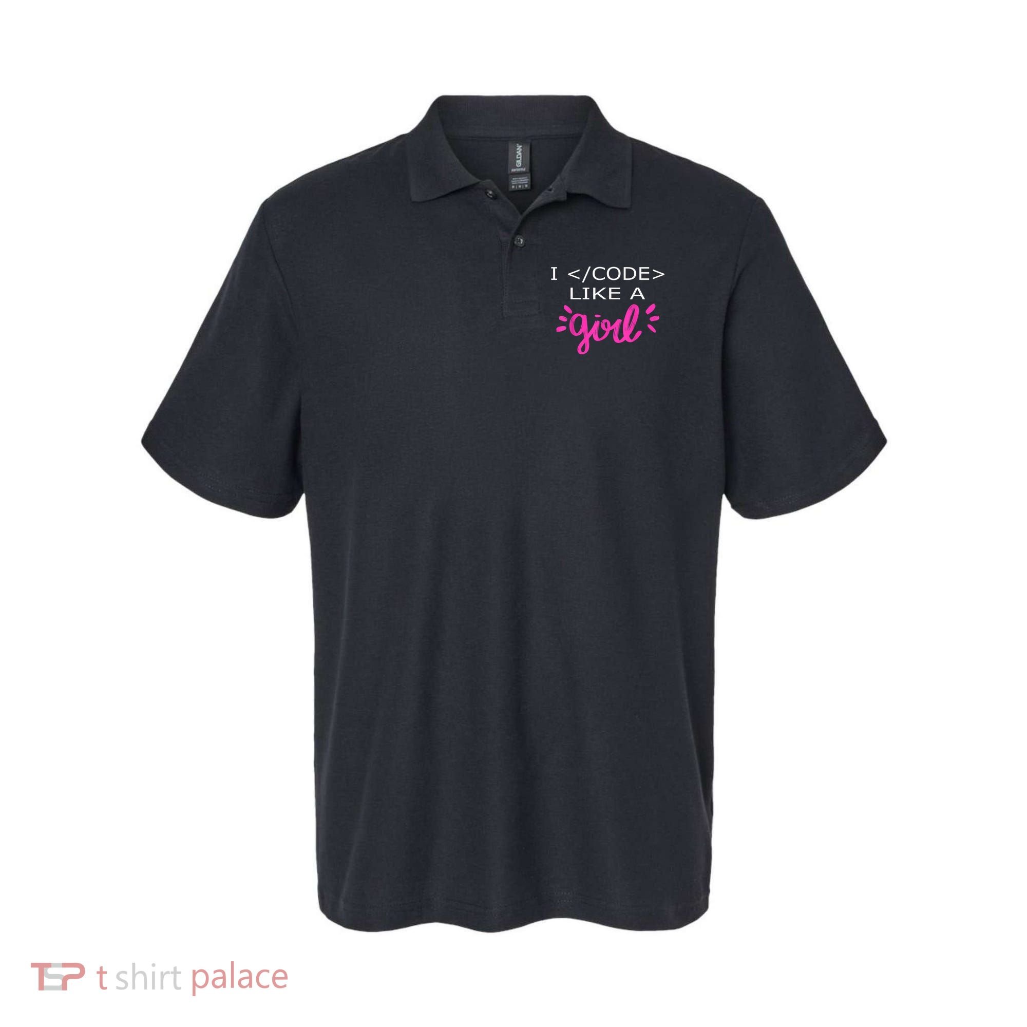 I Code Like A Girl Funny Binary Coding Computer Science Polo