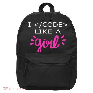 I Code Like A Girl Funny Binary Coding Computer Science 16 in Basic Backpack