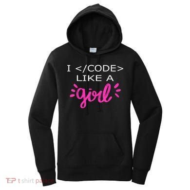 I Code Like A Girl Funny Binary Coding Computer Science Women's Hoodie