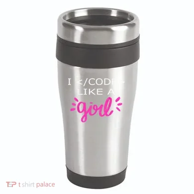 I Code Like A Girl Funny Binary Coding Computer Science 16oz Travel Tumbler