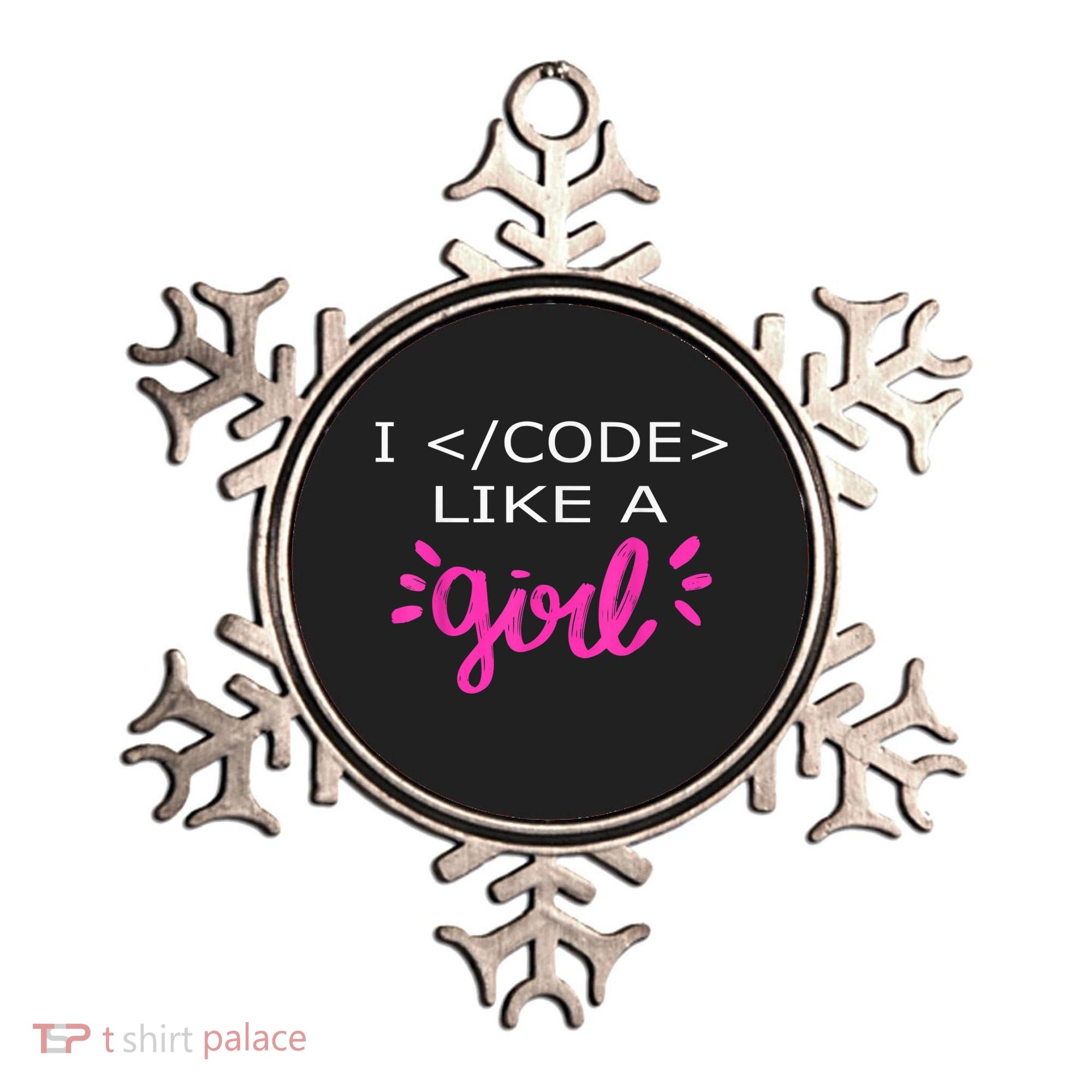 I Code Like A Girl Funny Binary Coding Computer Science Ornament