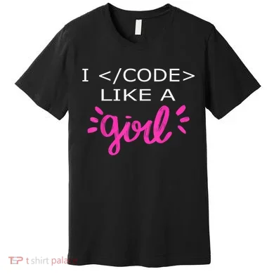 I Code Like A Girl Funny Binary Coding Computer Science Premium T-Shirt