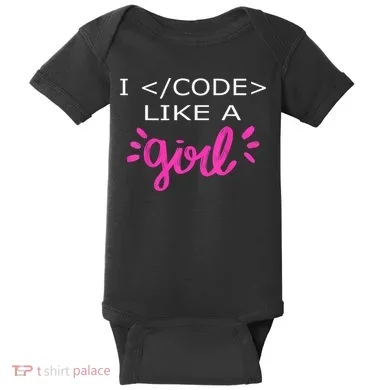 I Code Like A Girl Funny Binary Coding Computer Science Baby Bodysuit