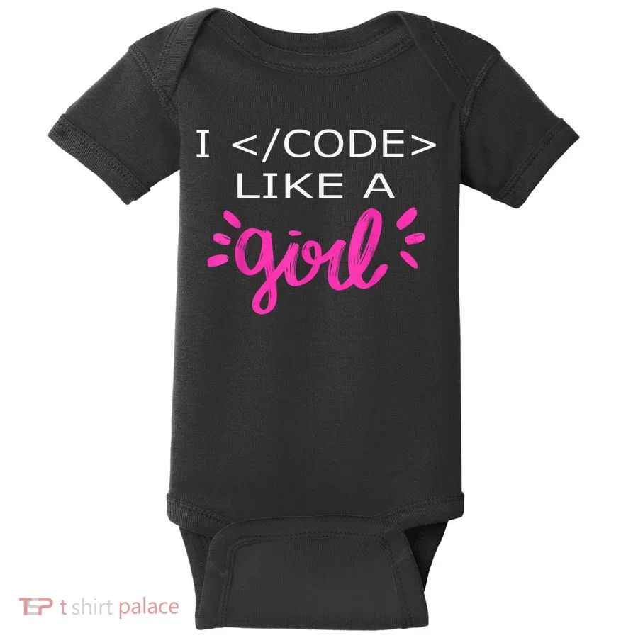 I Code Like A Girl Funny Binary Coding Computer Science Baby Bodysuit