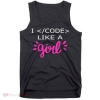 I Code Like A Girl Funny Binary Coding Computer Science Tank Top thumb 0