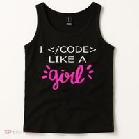 I Code Like A Girl Funny Binary Coding Computer Science Tank Top thumb 2