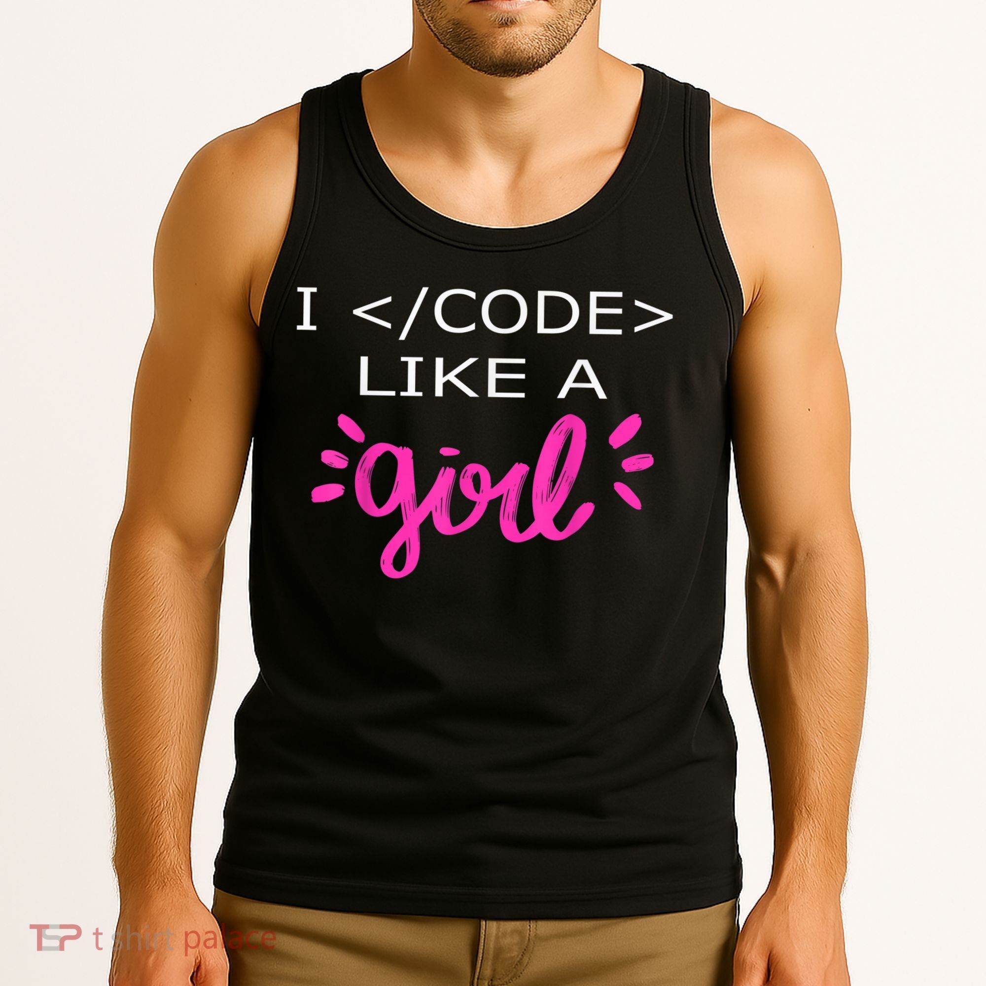 I Code Like A Girl Funny Binary Coding Computer Science Tank Top