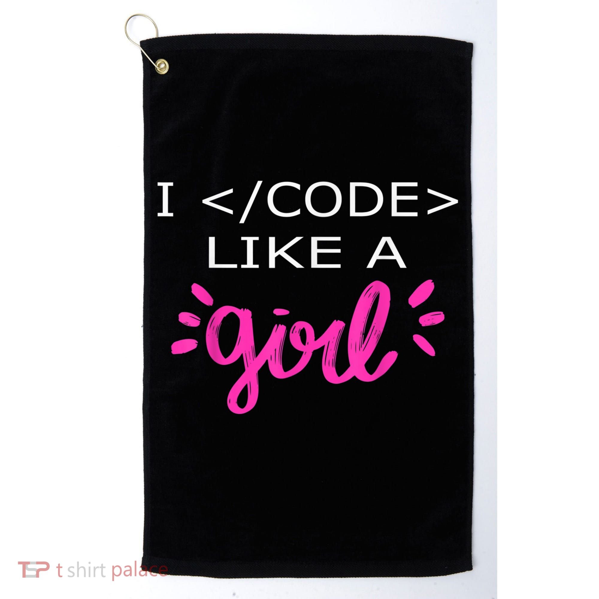 I Code Like A Girl Funny Binary Coding Computer Science Golf Towel