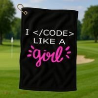 I Code Like A Girl Funny Binary Coding Computer Science Golf Towel thumb 1