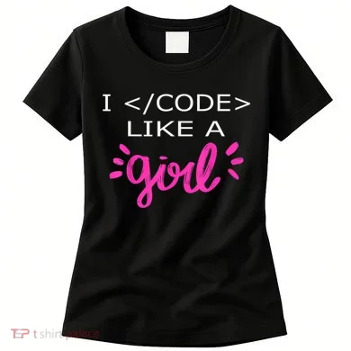 I Code Like A Girl Funny Binary Coding Computer Science Women's T-Shirt