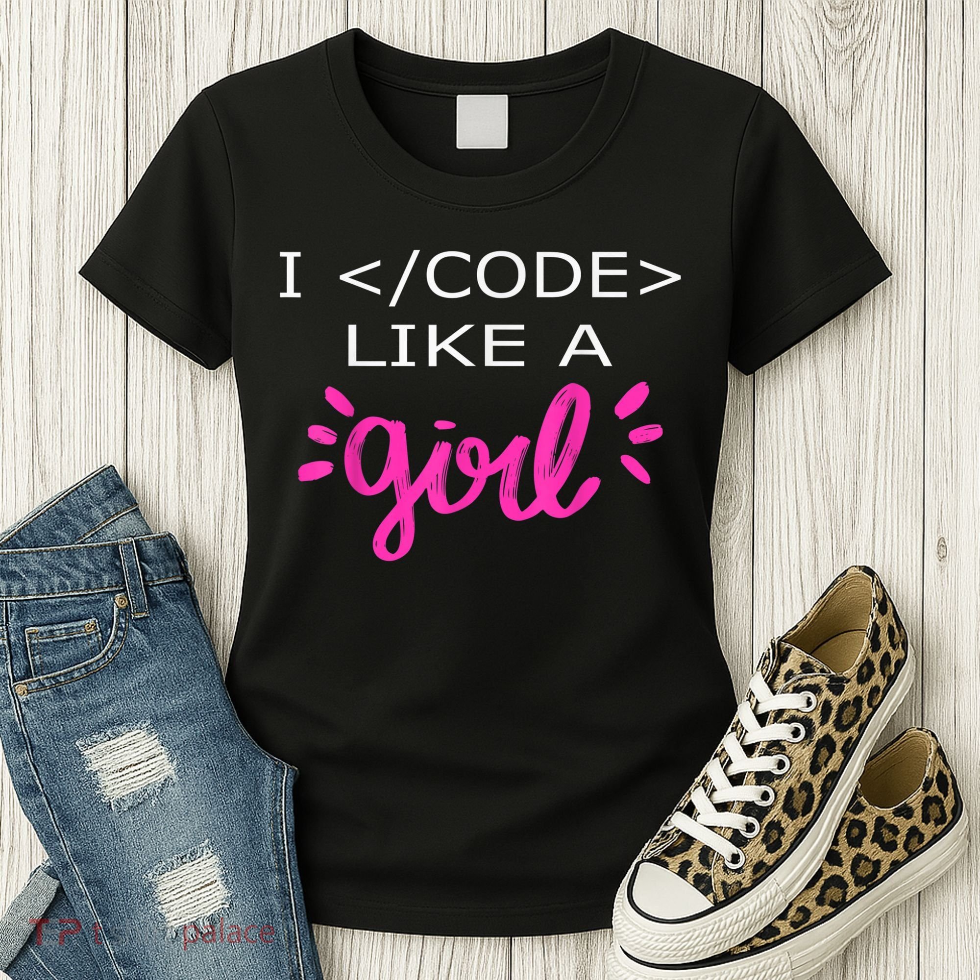 I Code Like A Girl Funny Binary Coding Computer Science Women's T-Shirt