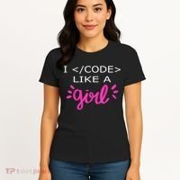 I Code Like A Girl Funny Binary Coding Computer Science Women's T-Shirt thumb 4