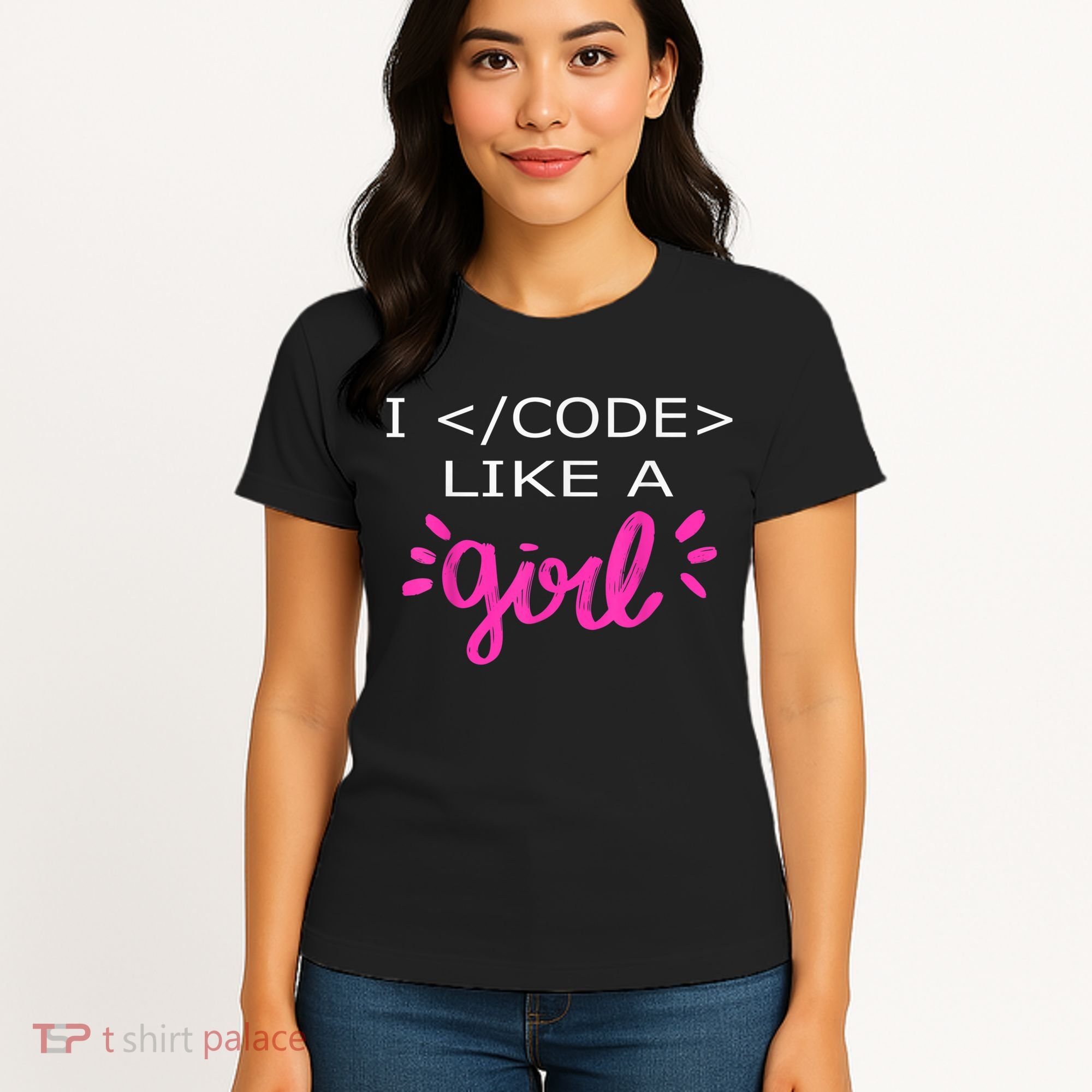 I Code Like A Girl Funny Binary Coding Computer Science Women's T-Shirt