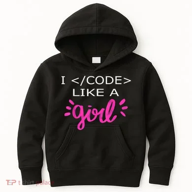 I Code Like A Girl Funny Binary Coding Computer Science Kids Hoodie