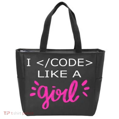 I Code Like A Girl Funny Binary Coding Computer Science Tote Bag