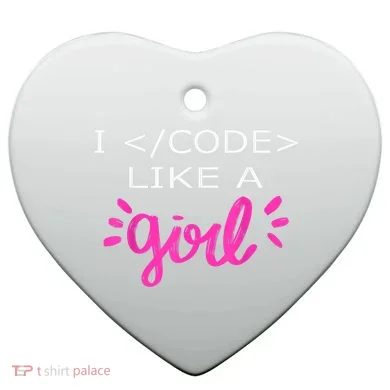 I Code Like A Girl Funny Binary Coding Computer Science Ceramic Ornament