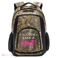I Code Like A Girl Funny Binary Coding Computer Science Camo Xtreme Backpack thumb 0