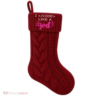 I Code Like A Girl Funny Binary Coding Computer Science Knit Stocking