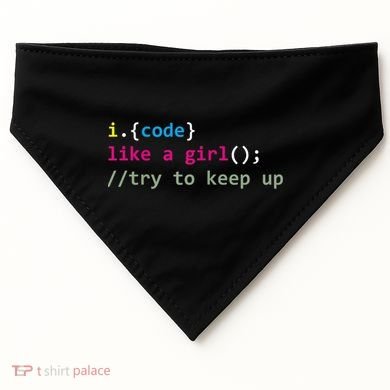 I Code Like A Girl Try To Keep Up Funny Coding Developer USA-Made Doggie Bandana