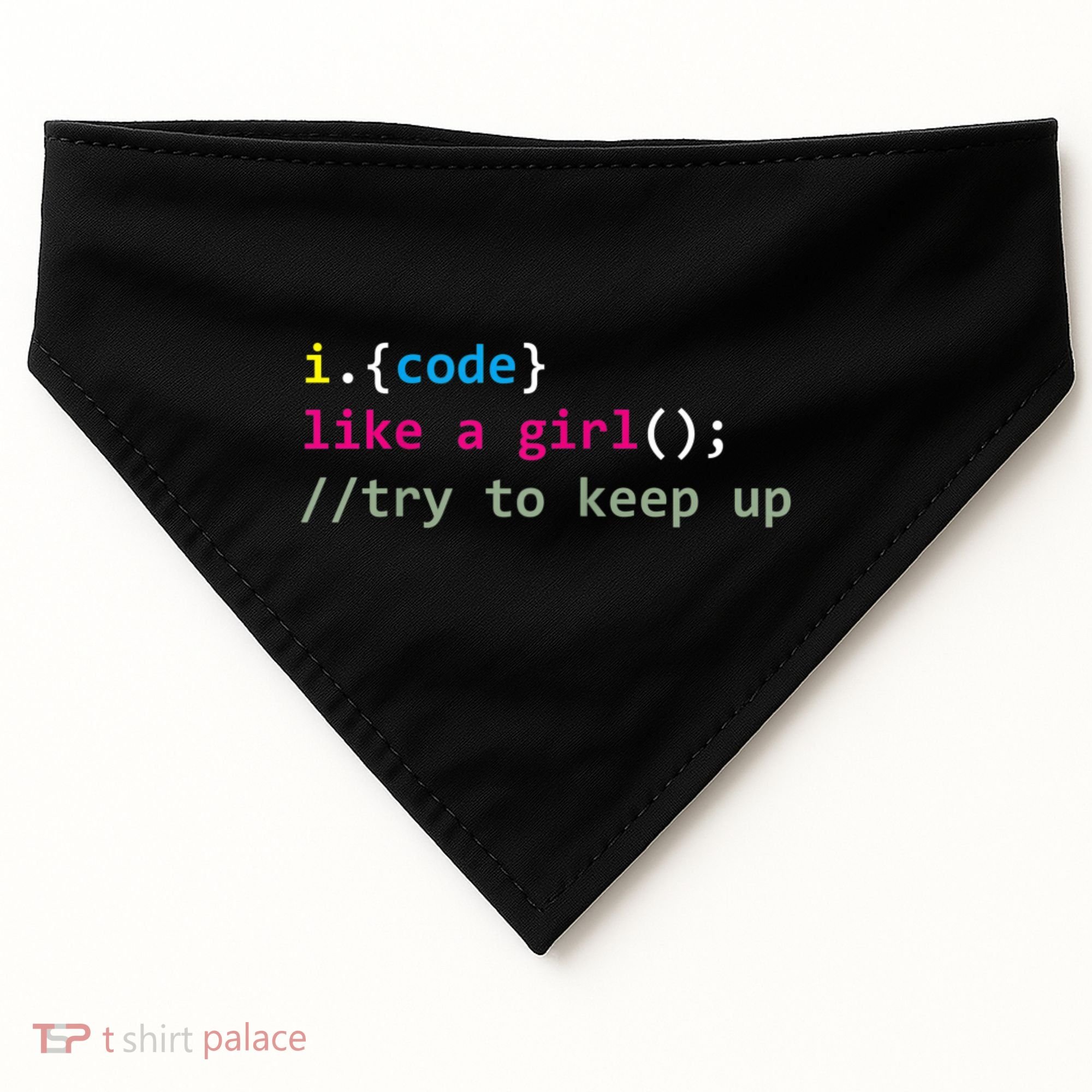 I Code Like A Girl Try To Keep Up Funny Coding Developer USA-Made Doggie Bandana